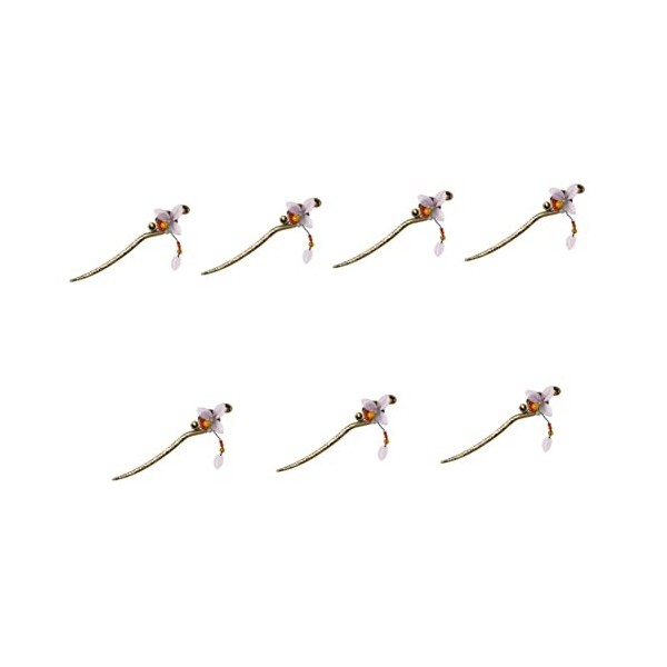 LALAFINA 6Pcs Alliage Vintage Fleur Épais Et Faire Des Épingles En Bois Baguettes Charmes Épingle À Gland Accessoires Bâtons 