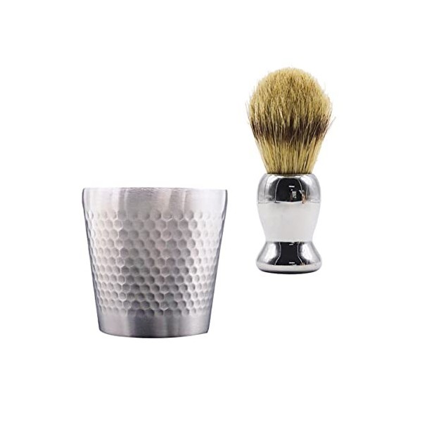 FOMIYES 2 Ensembles de Tasses de Soins pour Hommes Kit Accessoire Bols à Barbe pour Bol en Argent: Support de Récipient Et La