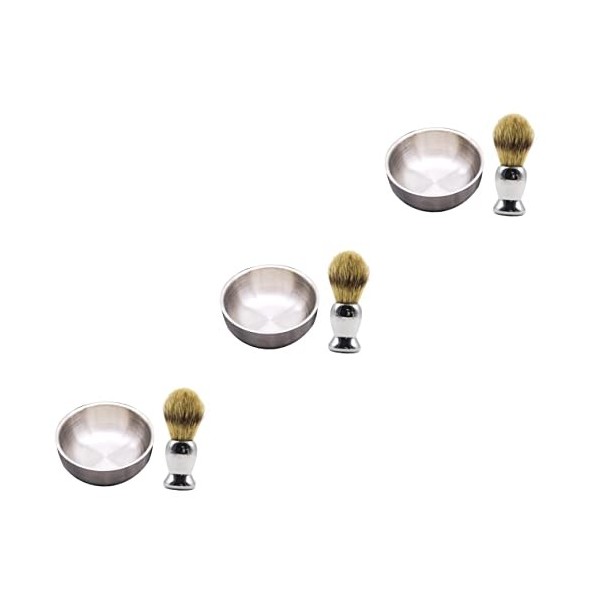 LALAFINA 4 Pièces Barbe Maison Et Accessoires Pain Rasage Pour Crème Brosse En Acier Grands Outils Professionnels Outil Homme