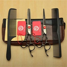 Professionnel Salon de Coiffure Haut de Gamme 6.0 Pouces Coupe de Cheveux Ciseaux Amincissants Ciseaux 9CR en Acier Noir 4Pc 