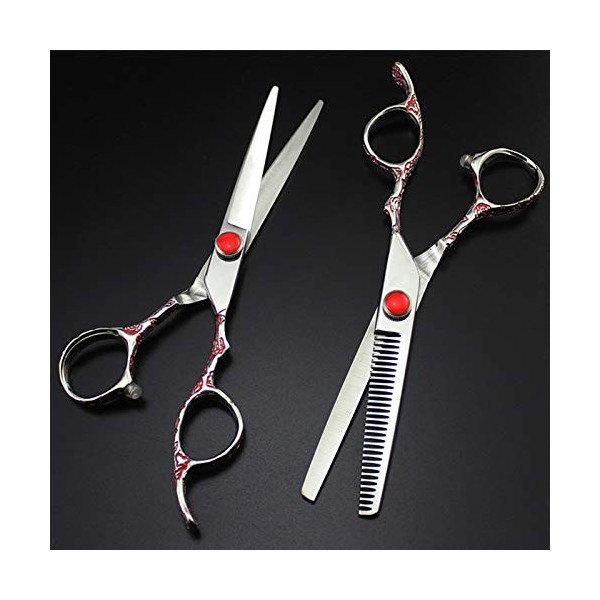 Ciseaux de coupe de cheveux, acier professionnel 6 pouces poignée de prune rouge ciseaux de cheveux salon de coupe cisailles 