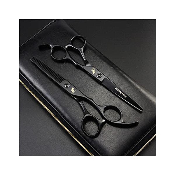 Xiaozhoukeji 6 Pouces Salon Noir Outils de Coupe de Cheveux Barbier Professionnel Coupes de Cheveux Ciseaux Ciseaux Ciseaux C