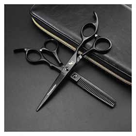 cjcaijun Cisailles de Coupe des Cheveux 6 Pouces Salon Noir Outils de Coupe de Cheveux Barbier Professionnel Coupes de Cheveu