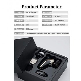 Rasoir éLectrique Humide et Sec, Rasoir éLectrique à 5 TêTes à Affichage NuméRique, Nettoyant pour Tout le Corps et Tondeuse 