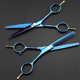 Jeu de coiffure Professional 5.5 pouces à deux queues ciseaux CISEAUX amincissement bleu ciseaux de coupe de cheveux de coiff