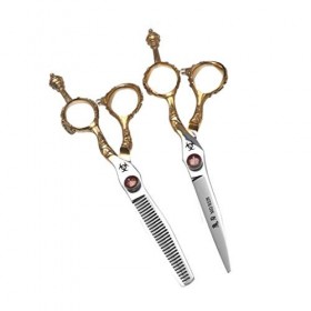 Professional Barber 6.0 Pouces Ciseaux de Coupe de Cheveux - Coiffure Ciseaux Dilution Salon dor Set poignée - Parfait pour 