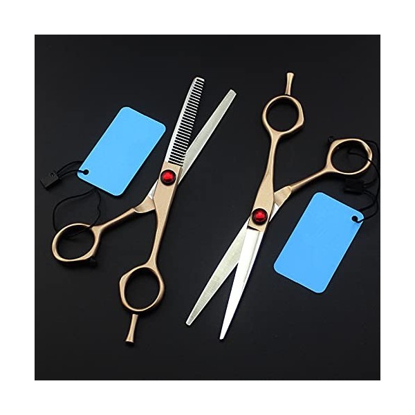 Ciseaux de coupe de cheveux, 6 , ensemble de ciseaux à cheveux professionnels en acier doré, ciseaux de coupe de cheveux, c