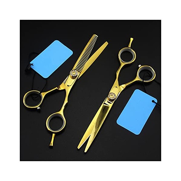 OUYOXI 6 pouces Golden Hairdressing Scissors, Sceaux d’amincissage, Ciseaux de barbier, Ciseaux plats, Ciseaux de coiffure C