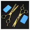 OUYOXI 6 pouces Golden Hairdressing Scissors, Sceaux d’amincissage, Ciseaux de barbier, Ciseaux plats, Ciseaux de coiffure C