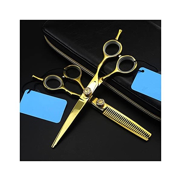 OUYOXI 6 pouces Golden Hairdressing Scissors, Sceaux d’amincissage, Ciseaux de barbier, Ciseaux plats, Ciseaux de coiffure C