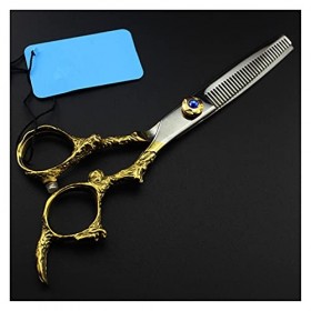 OUYOXI 6 pouces Golden Dragon Handle Ciseaux de barbier, Ciseaux de coiffure, Ciseaux d’éclaircie, Ciseaux de barbier, Ciseau