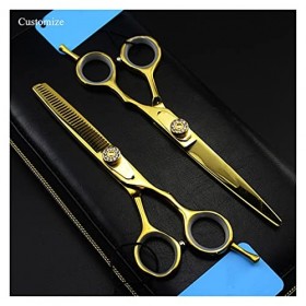 OUYOXI&nbsp;6 pouces ciseaux dorés ciseaux de barbier, ciseaux de barbier d’éclaircie, ciseaux de barbier, ciseaux de coiffeur co