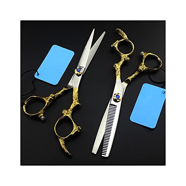 OUYOXI 6 pouces Golden Dragon Handle Barber Scissors, Sceaux de coiffure, Scissors d’éclaircie, Ciseaux de barbier, Ciseaux d