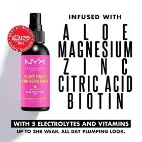 NYX Professional Makeup Spray Fixateur Plump Right Back, Aux Électrolytes, Formule Vegan, Fini Repulpant, 60 ml