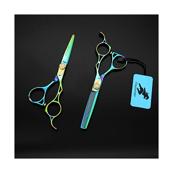 Professionnel Coupe de Cheveux Ciseaux Vert Set 6.0" Ciseaux de Coiffure Ciseaux Dilution Haut de Gamme en Acier Inoxydable S