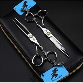 Ciseaux de Coupe de Cheveux Set - 6.0" Ciseaux de Coiffure Ciseaux Dilution Toilettage Styling Kit 440C - Salon de Coiffure P