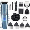 HANBOLI Tondeuse à Cheveux pour Hommes, Kit de Tondeuse à Barbe 5-en-1 avec Affichage numérique 120 Minutes dautonomie USB R