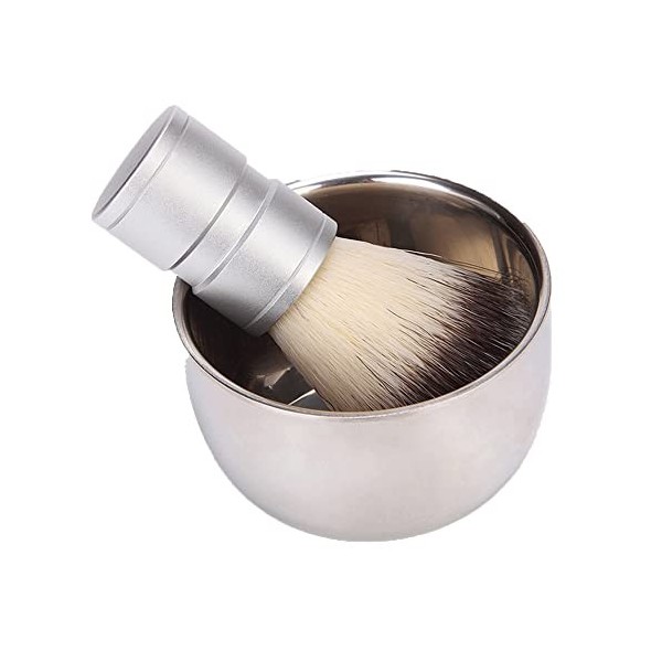 XJWWW-URG Jeu de bols de savon de brosse à raser, brosse à barbe en alliage, bol en acier inoxydable, ensemble doutils de be