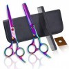 WYGC Hair Cutting Scissors Kit 6.0 inch Color Professional Stainless Steel Hairdressing Scissors Thin Textured Bangs Flat Too