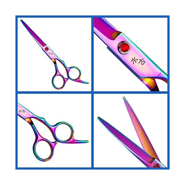 WYGC Hair Cutting Scissors Kit 6.0 inch Color Professional Stainless Steel Hairdressing Scissors Thin Textured Bangs Flat Too