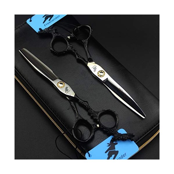 Coiffeur Professionnel Ciseaux 6,0 Pouces Japon Inoxydable De Haute Qualité Set en Acier, Poignée Noire Coiffure Outils pour 