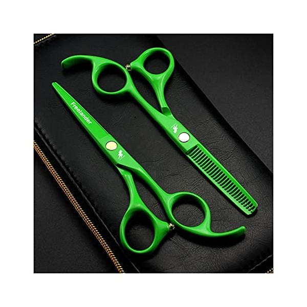 Xiaozhoukeji Ciseaux de Cheveux Professionnels Couper de Coiffure Vert 5,5 Pouces Coiffeurs Scisor Scisors Scisers Ciseaux Ci