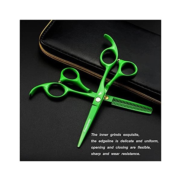 Cisailles de coupe des cheveux Ciseaux de cheveux professionnels Couper de coiffure Vert 5,5 pouces Coiffeurs Scisor Scisors 