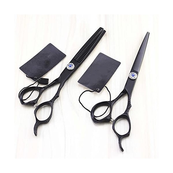 Ciseaux De Coupe De Cheveux, 6 Pouces Professionnel Japon 440c Acier Noir Ciseaux Gem Vis Ciseaux De Cheveux Coupe Barber Cis