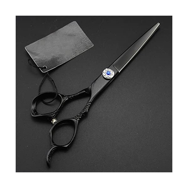 Ciseaux De Coupe De Cheveux, 6 Pouces Professionnel Japon 440c Acier Noir Ciseaux Gem Vis Ciseaux De Cheveux Coupe Barber Cis