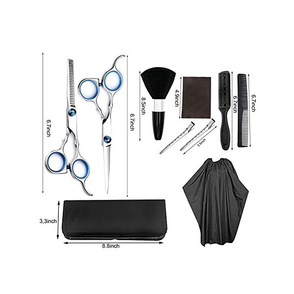 Ciseaux Coiffure Ciseaux à couper les cheveux et cisailles damincissement Set Ciseaux de coupe de cheveux professionnels Kit