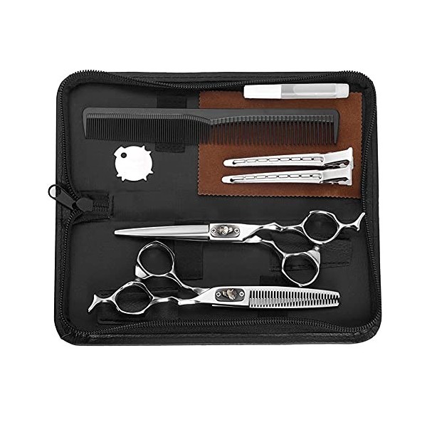 XJPB Cisailles de Coupe des Cheveux Coup de Coiffure Professionnelle Salon de Salon cisailles Kit Kit en Acier Inoxydable Cis