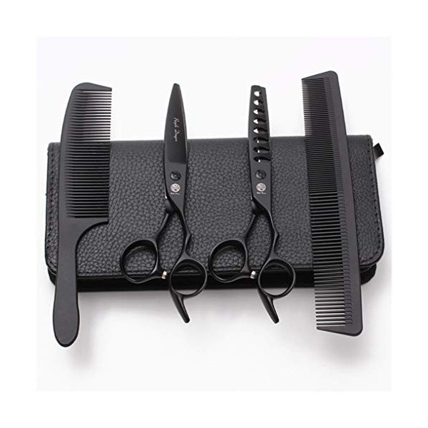 Professionnel Hairstylist 6.0 Pouces Noir Barber Courbe coulissante Ciseaux Set Coiffure Coupe Dilution Ciseaux Haut de Gamme