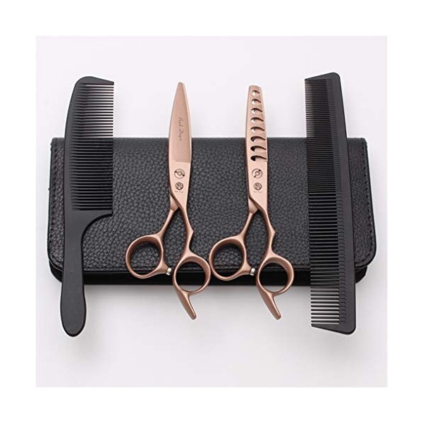 Professional 6.0 pouces Hairstylist or rose Barber courbe coulissante Ciseaux Set coiffure coupe Dilution Ciseaux haut de gam