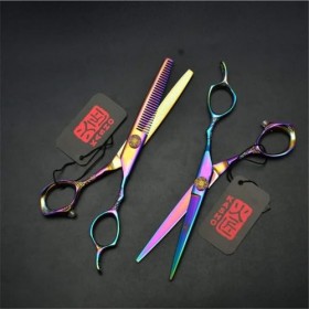 Professionnel Haut de Gamme Coiffeur 6.0 Pouces coloré droitier Coiffure Ciseaux Cheveux Set Ciseaux de Coiffure Haircut Salo
