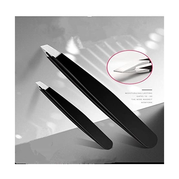 VANGLI Tweezers Black Eyebrow Tweezers Stainless Steel Slant Tip Hair Removal Makeup Tool Kit Eyelashes Extension Double Eyel