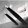 VANGLI Tweezers Black Eyebrow Tweezers Stainless Steel Slant Tip Hair Removal Makeup Tool Kit Eyelashes Extension Double Eyel