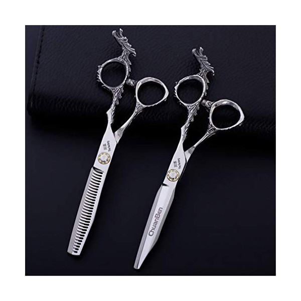 HIJIN Ciseaux De Coupe De Cheveux Set, Ciseaux De Coupe De Cheveux Professionnel en Acier Inoxydable Coiffure Ciseaux À Effil