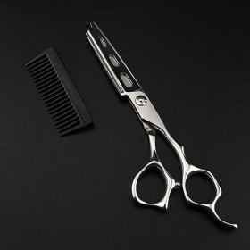 Ciseaux de coupe de cheveux, 6 pouces professionnels JP440c en acier 2 en 1 ciseaux à cheveux avec peigne coupe de cheveux ba