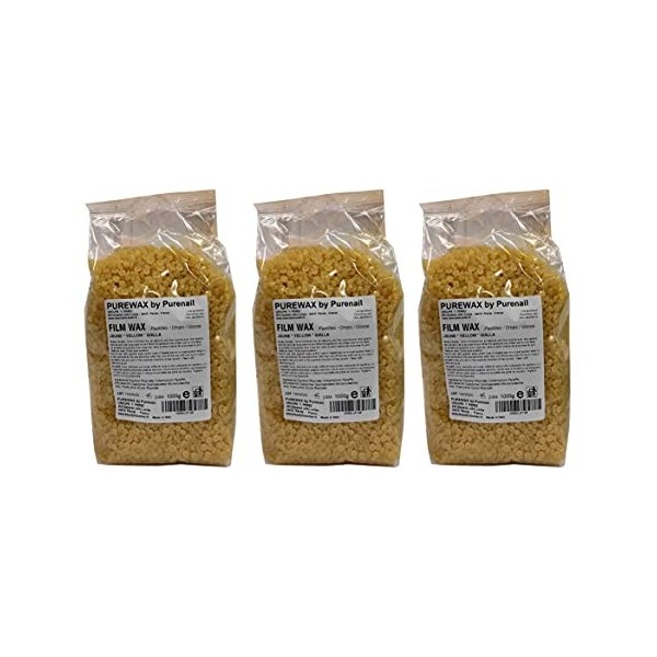 BeautyfulCenter | Purewax | 3 sachets de 1KG de Perles de cire à épiler, cire pelable sans bandes BLONDE MIEL- soit 3 x 1000g