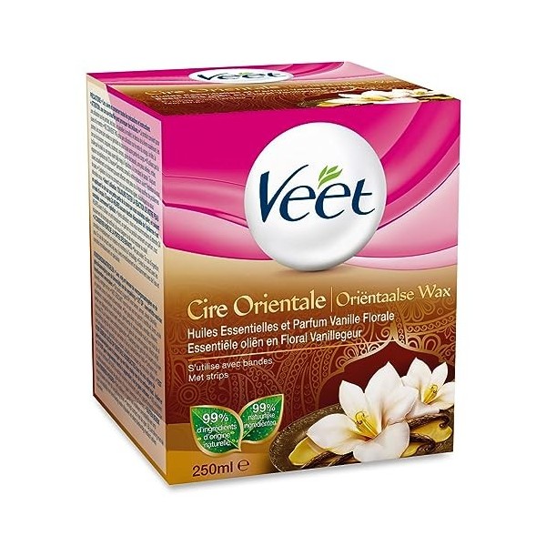 VEET Lot de 6 Cires Chaude Orientale aux Huiles Essentielles - Parfum Vanille - 250 ml