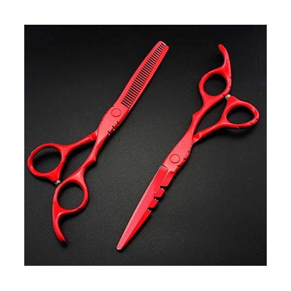 ciseaux de coiffeur Ciseaux De Coupe De Cheveux, 6 Pouces Professionnel Japon 440c Coupe Rouge + Ciseaux De Cheveux Amincissa