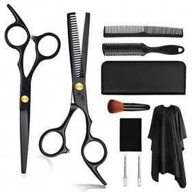 WJY Ciseaux Coiffure 10pcs Ciseaux Cheveux Professionnel Ciseaux de Coiffure Kit Cheveux Ciseaux de Coupe Brosse à Cheveux Ba
