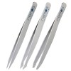 REMOS Set de 3 Pincettes avec pince à sourcils, pince à échardes et pince combinée en satin