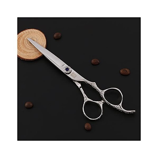 Ciseaux de coupe de cheveux argentés pour salon de coiffure, cheveux de rasoir professionnels, cisailles plates, ciseaux text