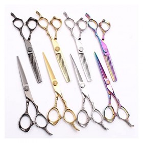 Ylingling Store 5.5 "16 cm Logo personnalisé Japon 440c Ciseaux de coiffure coupant des cisaillements Ciseaux éclaircissants 