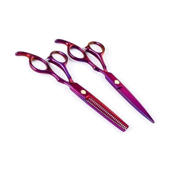 Ciseaux de coiffure, ensemble de ciseaux de coiffure, ciseaux amincissants 15,2 cm, rouge violet, pour salon de coiffure ou u