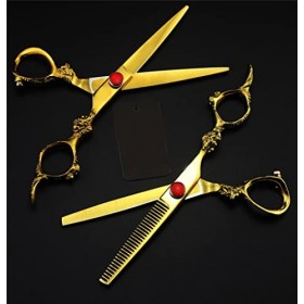 KOAIEZ Salon Gold Salon Gold Salon Ciseaux Ensemble De Coupe, Kit De Ciseaux De Coiffure en Acier Inoxydable Coupes De Coupe