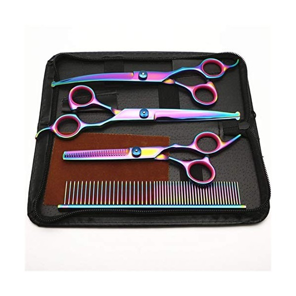 Outils de coupe des cheveux Cisailles à plier/Cisailles droites/Ciseaux dentaires/Peigne/Sac en cuir/Lingettes denvoi Cise