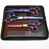 Outils de coupe des cheveux Cisailles à plier/Cisailles droites/Ciseaux dentaires/Peigne/Sac en cuir/Lingettes denvoi Cise