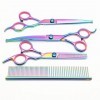 Outils de coupe des cheveux Cisailles à plier/Cisailles droites/Ciseaux dentaires/Peigne/Sac en cuir/Lingettes denvoi Cise